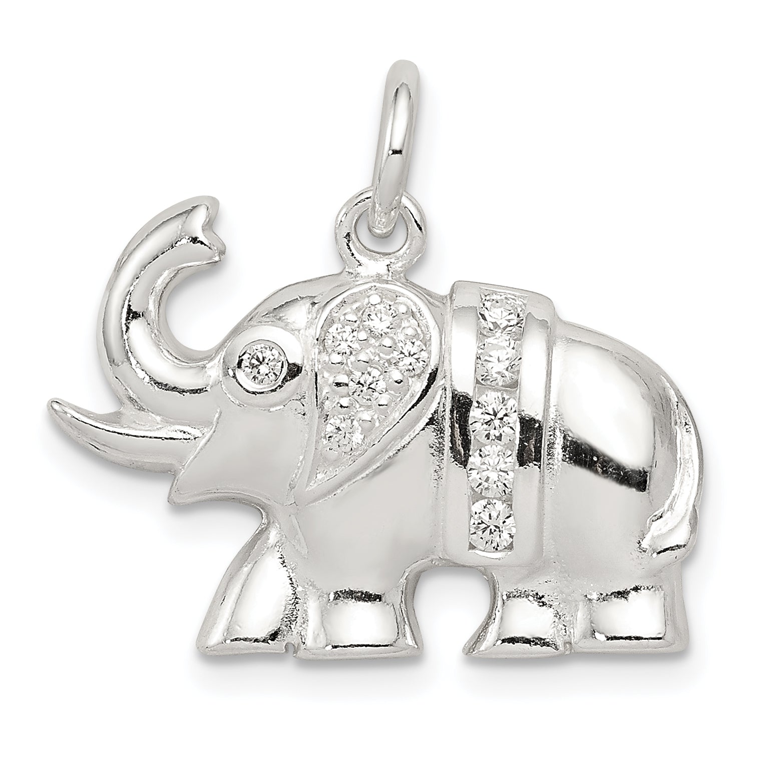 Sterling Silver Cz Elephant Charm