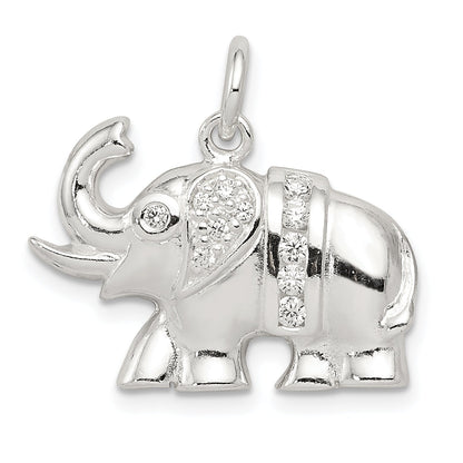 Sterling Silver Cz Elephant Charm