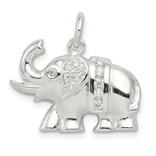 Sterling Silver Cz Elephant Charm