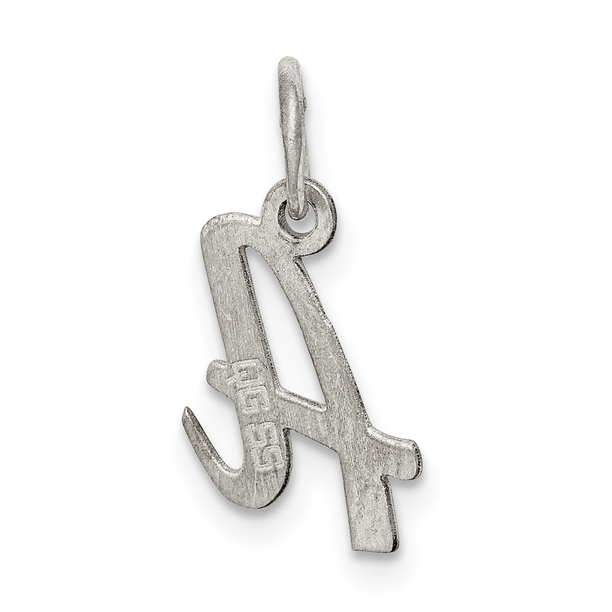 Sterling Silver Rhodium-Plated Script Letter A Initial Charm