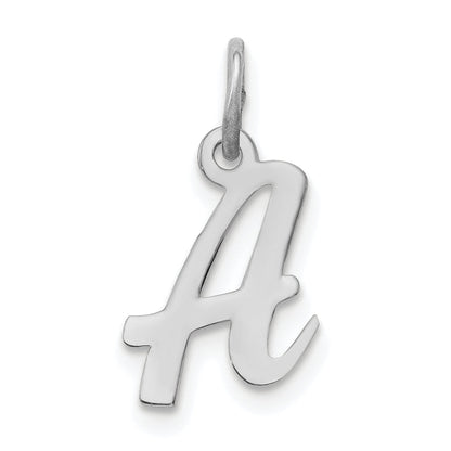 Sterling Silver Rhodium-Plated Script Letter A Initial Charm