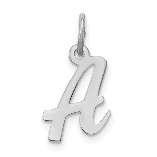 Sterling Silver Rhodium-Plated Script Letter A Initial Charm