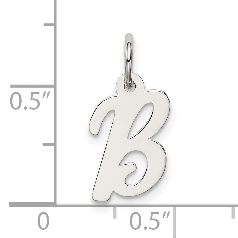 Sterling Silver Rhodium-Plated Script Letter B Initial Charm