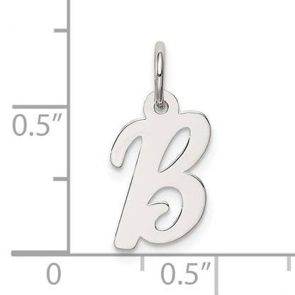 Sterling Silver Rhodium-Plated Script Letter B Initial Charm