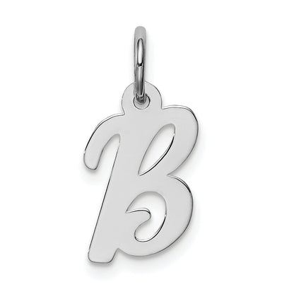 Sterling Silver Rhodium-Plated Script Letter B Initial Charm