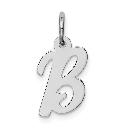 Sterling Silver Rhodium-Plated Script Letter B Initial Charm