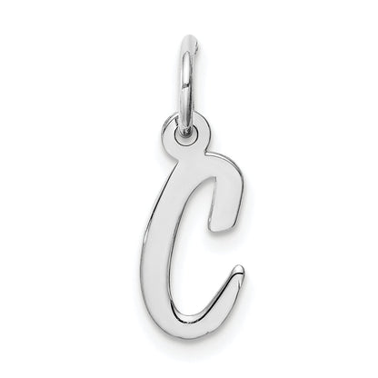 Sterling Silver Rhodium-Plated Script Letter C Initial Charm