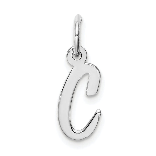 Sterling Silver Rhodium-Plated Script Letter C Initial Charm