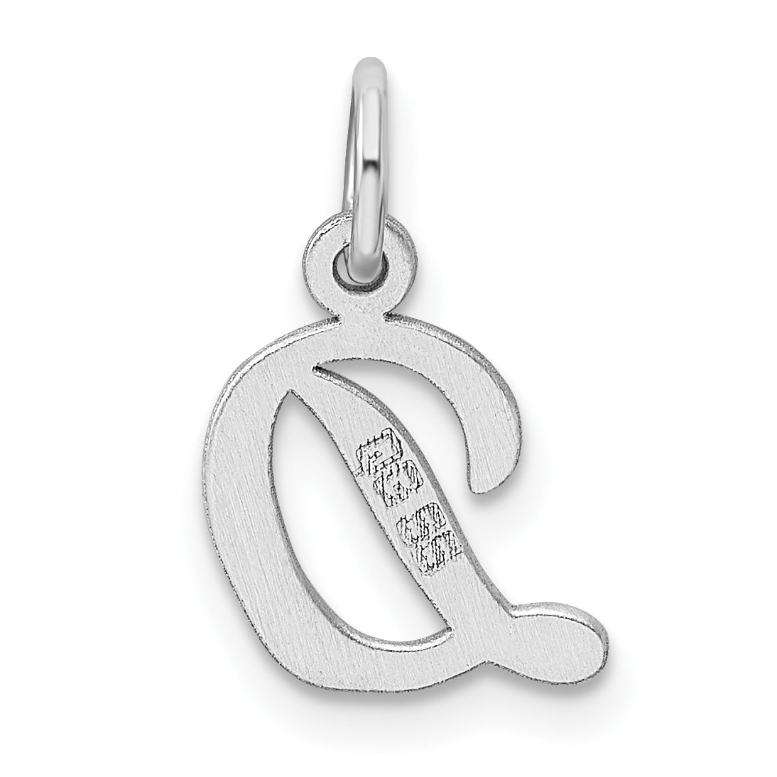 Sterling Silver Rhodium-Plated Script Letter D Initial Charm