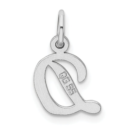 Sterling Silver Rhodium-Plated Script Letter D Initial Charm