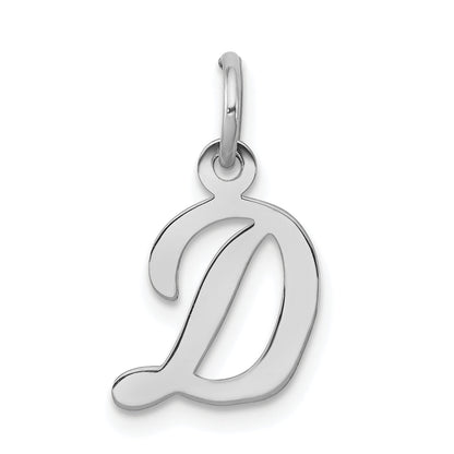 Sterling Silver Rhodium-Plated Script Letter D Initial Charm