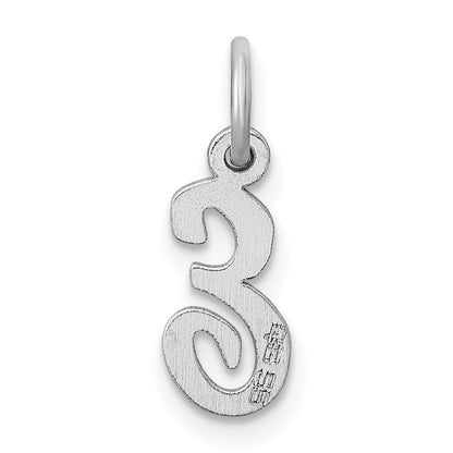 Sterling Silver Rhodium-Plated Script Letter E Initial Charm