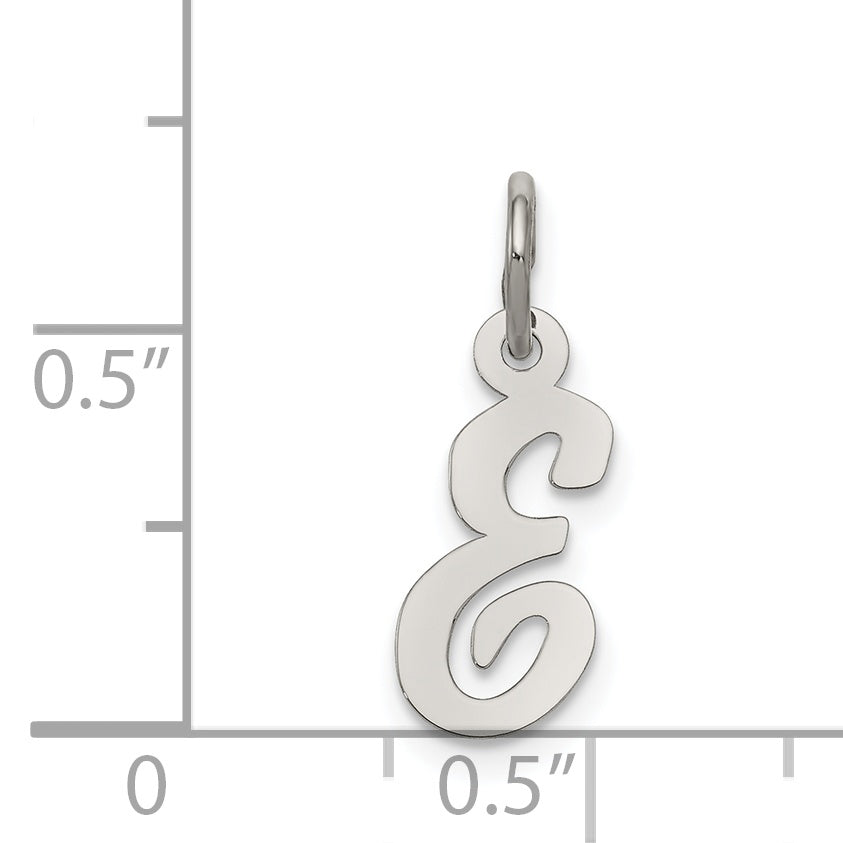 Sterling Silver Rhodium-Plated Script Letter E Initial Charm