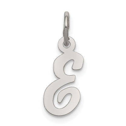 Sterling Silver Rhodium-Plated Script Letter E Initial Charm