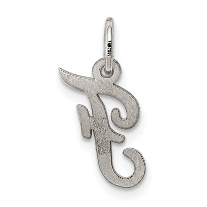 Sterling Silver Rhodium-Plated Script Letter F Initial Charm