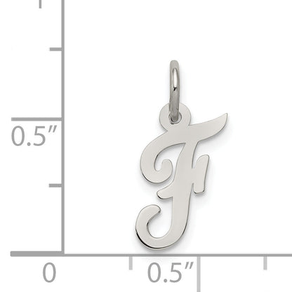 Sterling Silver Rhodium-Plated Script Letter F Initial Charm