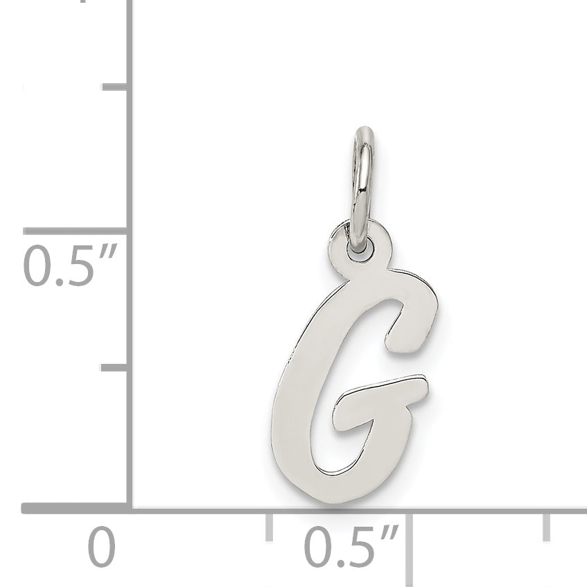 Sterling Silver Rhodium-Plated Script Letter G Initial Charm