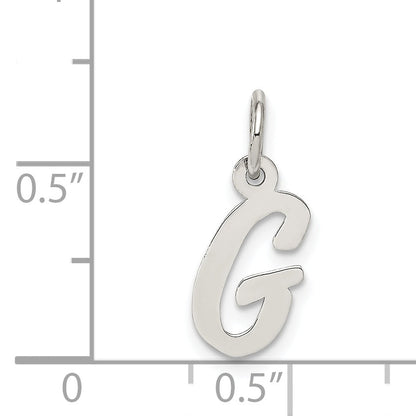 Sterling Silver Rhodium-Plated Script Letter G Initial Charm