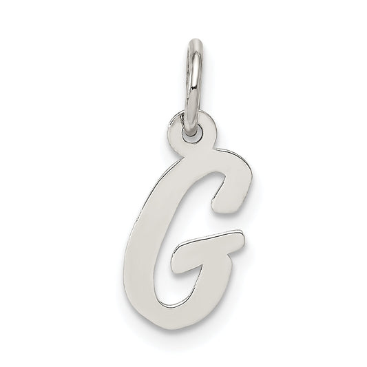 Sterling Silver Rhodium-Plated Script Letter G Initial Charm