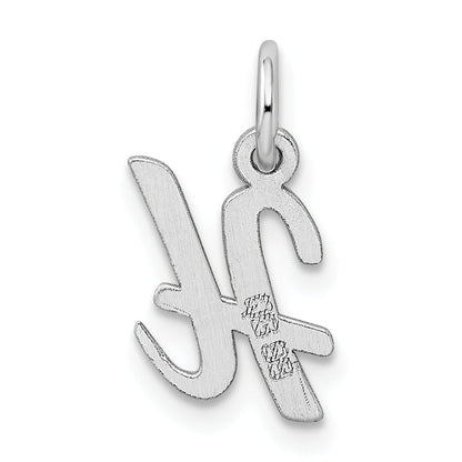 Sterling Silver Rhodium-Plated Script Letter H Initial Charm