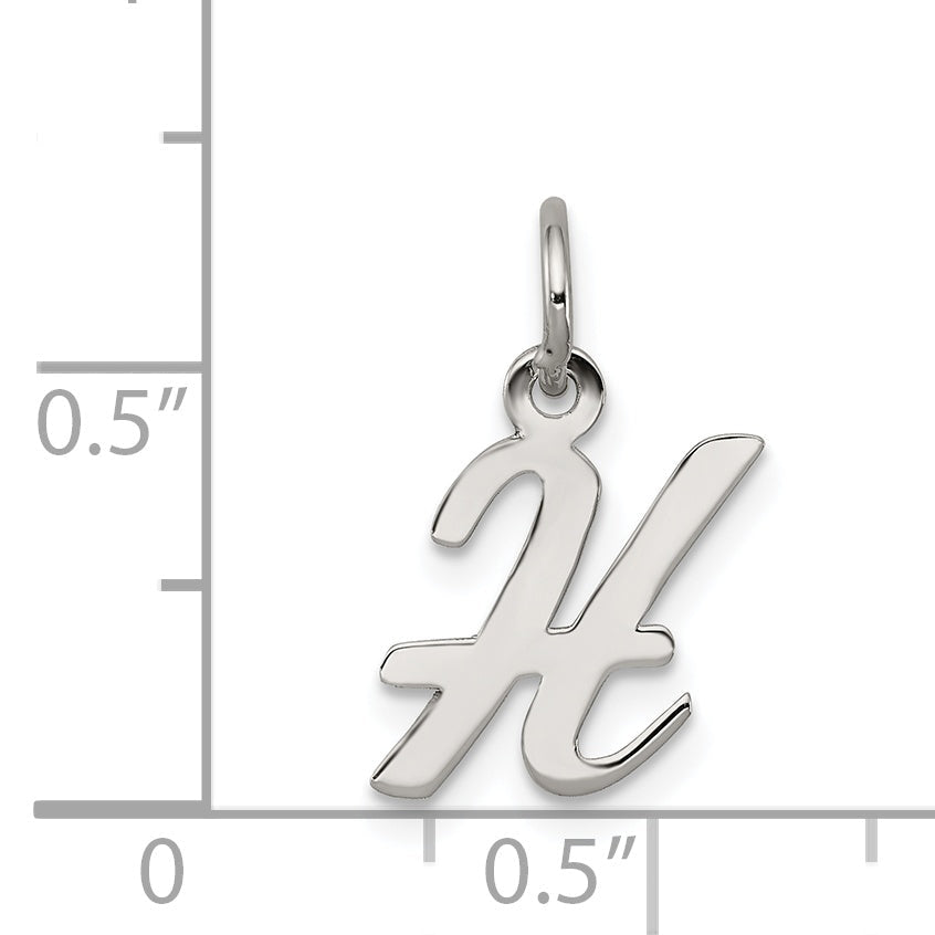 Sterling Silver Rhodium-Plated Script Letter H Initial Charm