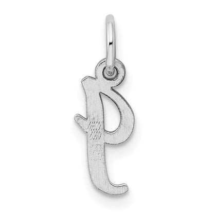 Sterling Silver Rhodium-Plated Script Letter I Initial Charm