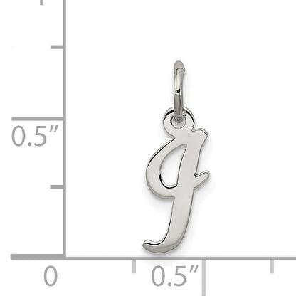 Sterling Silver Rhodium-Plated Script Letter I Initial Charm