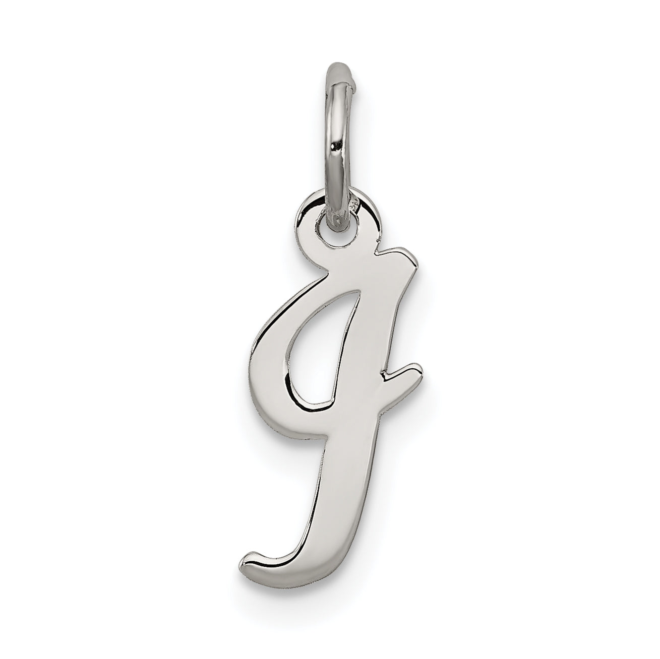Sterling Silver Rhodium-Plated Script Letter I Initial Charm