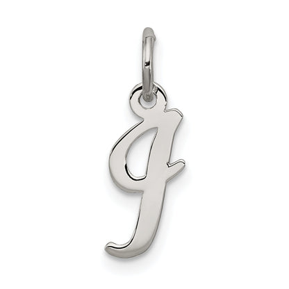 Sterling Silver Rhodium-Plated Script Letter I Initial Charm