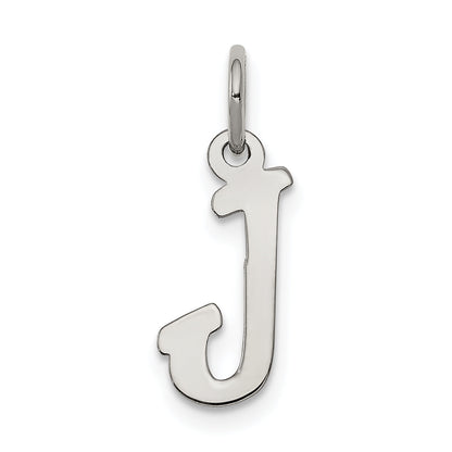 Sterling Silver Rhodium-Plated Script Letter J Initial Charm