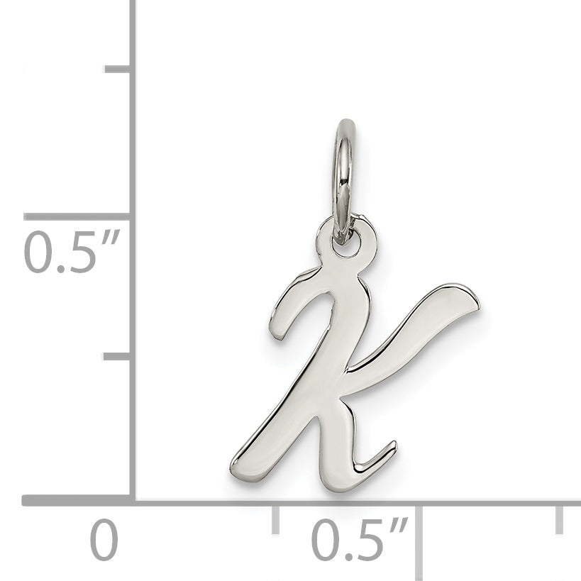 Sterling Silver Rhodium-Plated Script Letter K Initial Charm
