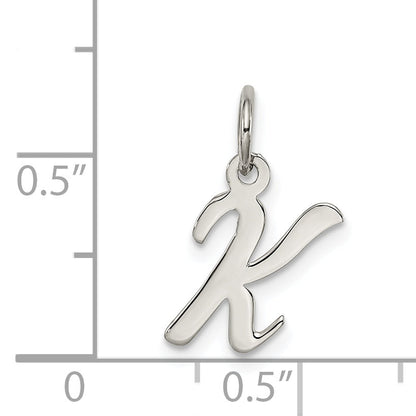Sterling Silver Rhodium-Plated Script Letter K Initial Charm