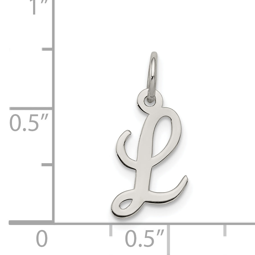 Sterling Silver Rhodium-Plated Script Letter L Initial Charm