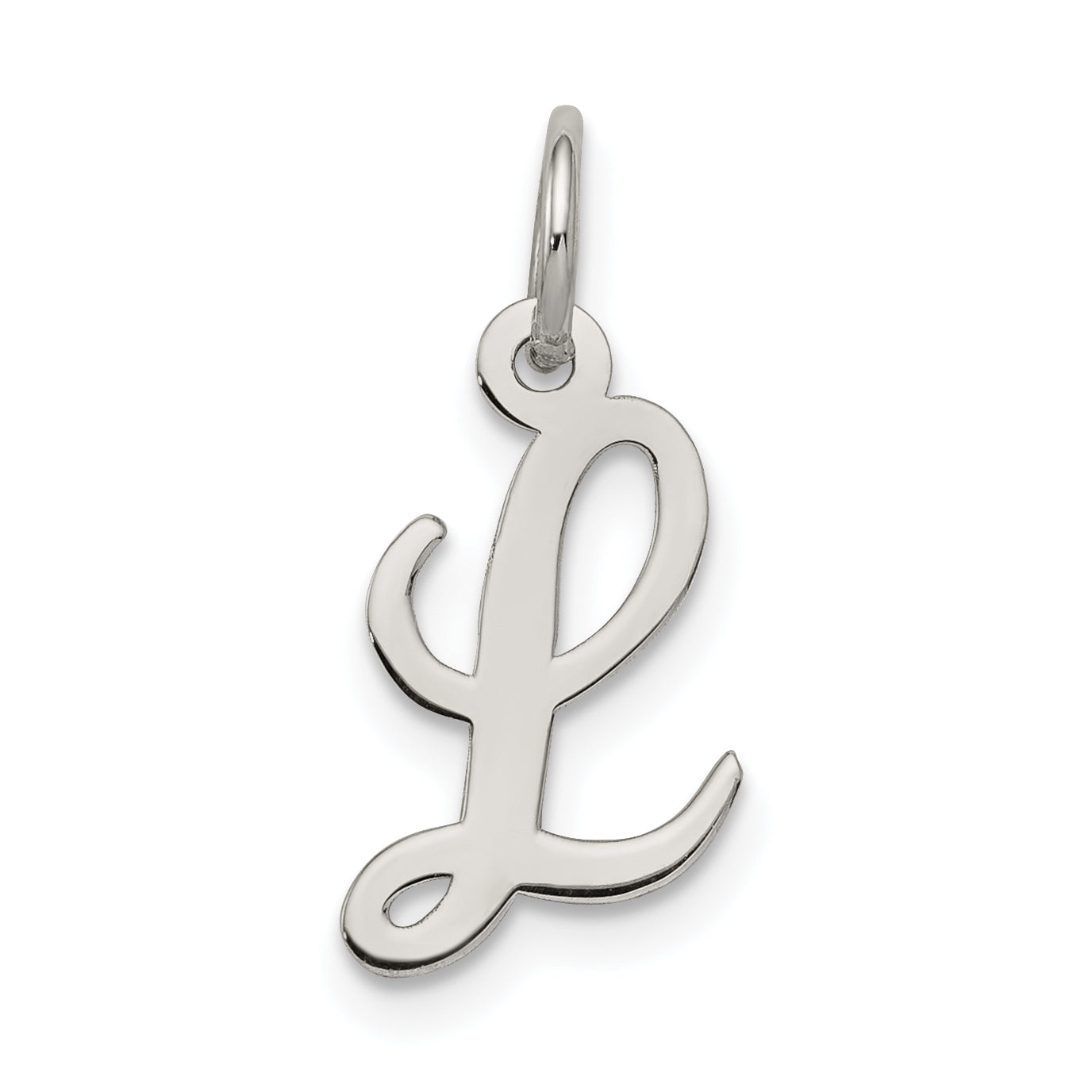 Sterling Silver Rhodium-Plated Script Letter L Initial Charm
