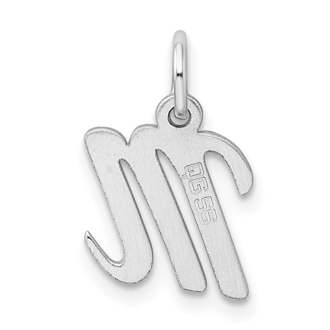 Sterling Silver Rhodium-Plated Script Letter M Initial Charm