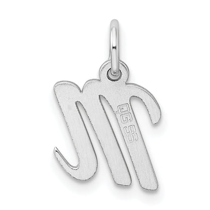 Sterling Silver Rhodium-Plated Script Letter M Initial Charm