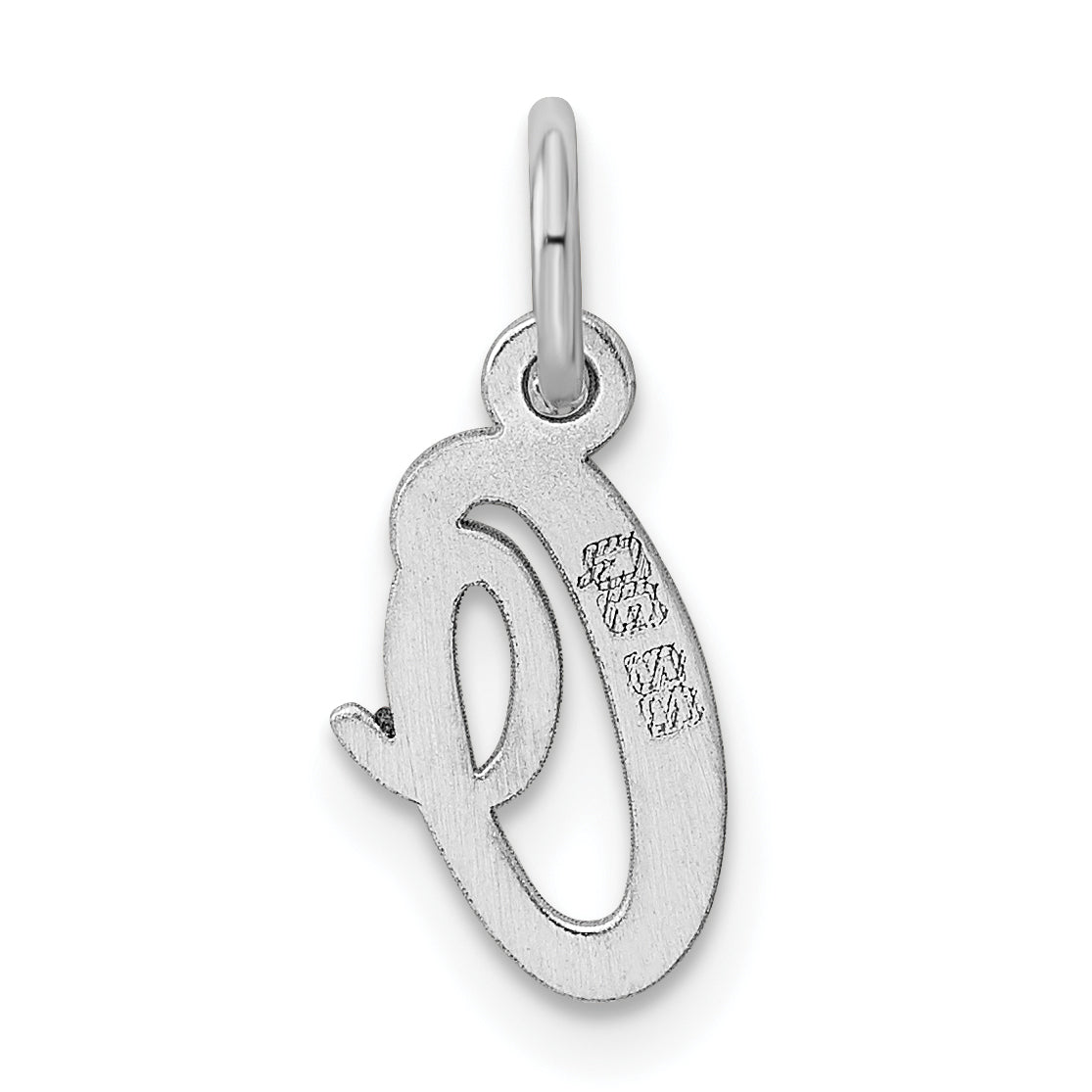Sterling Silver Rhodium-Plated Script Letter O Initial Charm