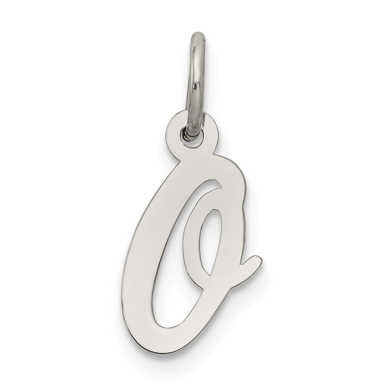 Sterling Silver Rhodium-Plated Script Letter O Initial Charm