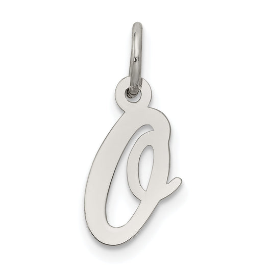 Sterling Silver Rhodium-Plated Script Letter O Initial Charm