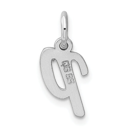 Sterling Silver Rhodium-Plated Script Letter P Initial Charm
