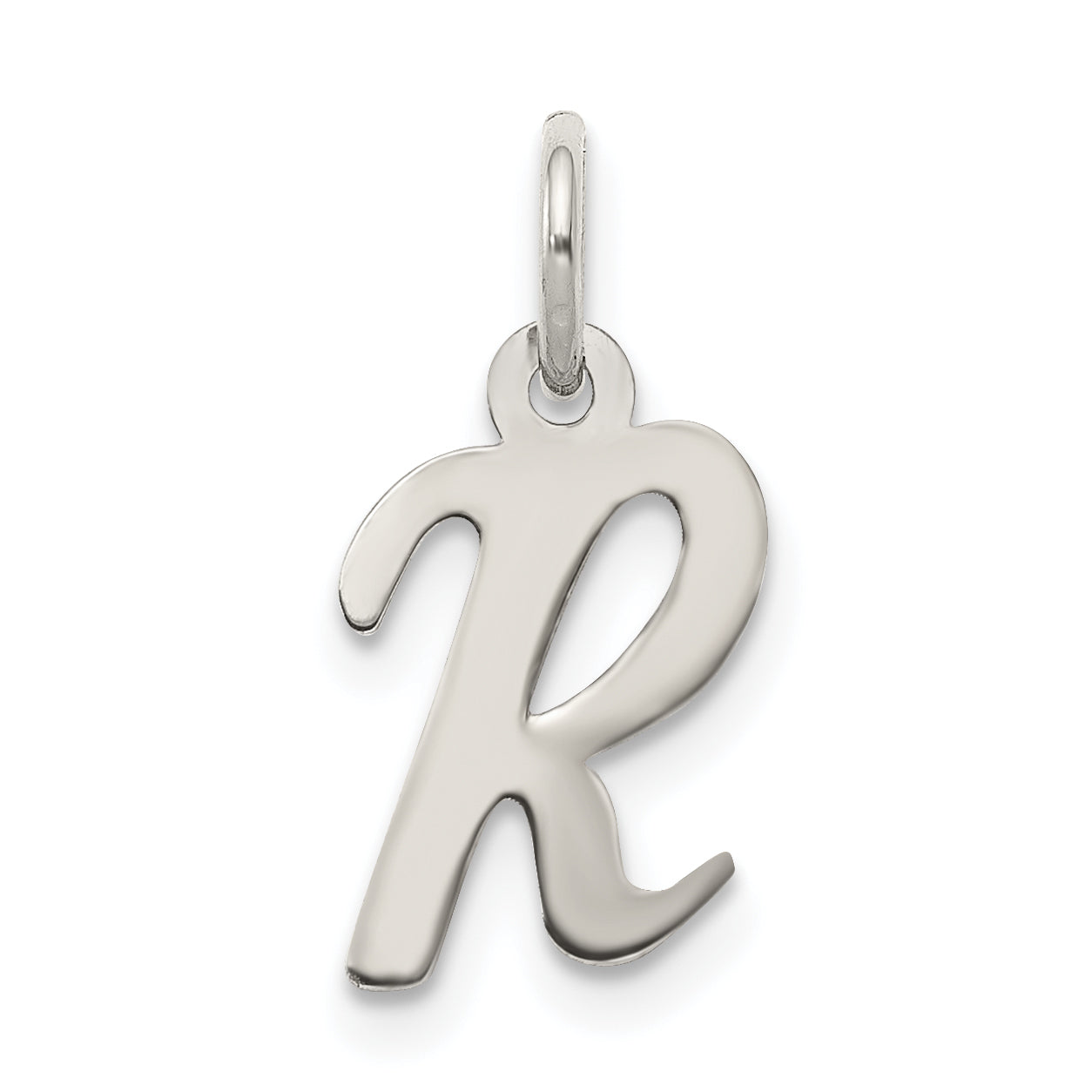 Sterling Silver Rhodium-Plated Script Letter R Initial Charm