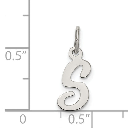 Sterling Silver Rhodium-Plated Script Letter S Initial Charm