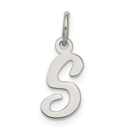 Sterling Silver Rhodium-Plated Script Letter S Initial Charm