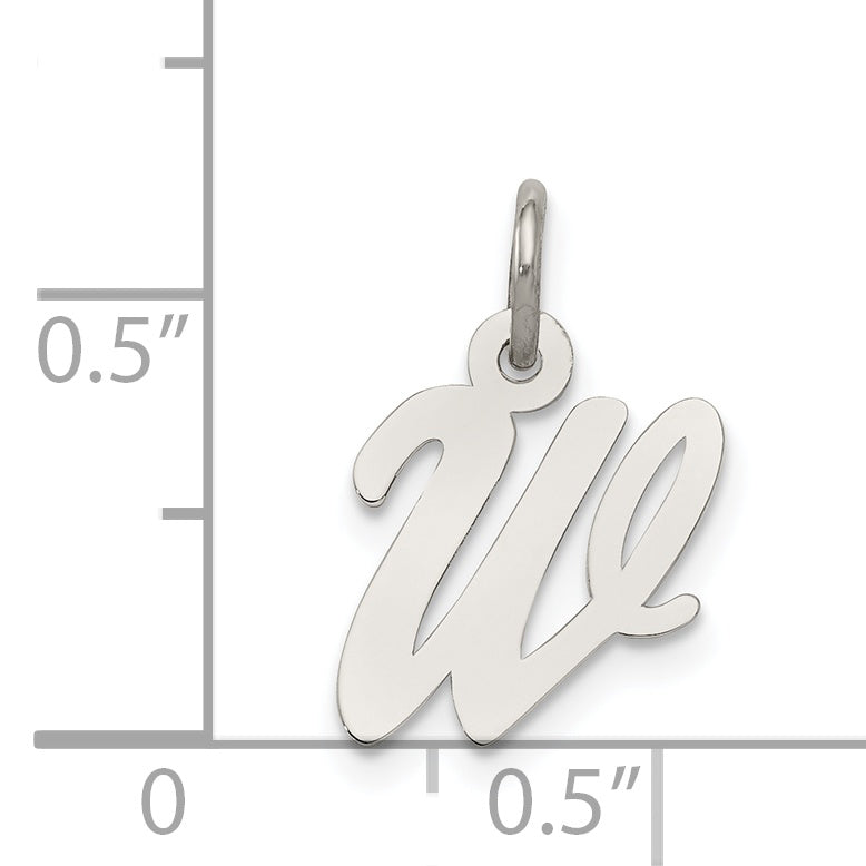 Sterling Silver Rhodium-Plated Script Letter W Initial Charm