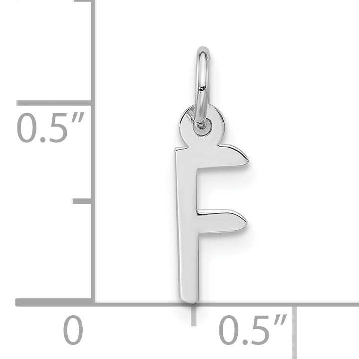 Sterling Silver Polished Small Slanted Block Initial F Charm