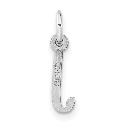 Sterling Silver Rhodium-Plated Small Slanted Block Initial J Charm