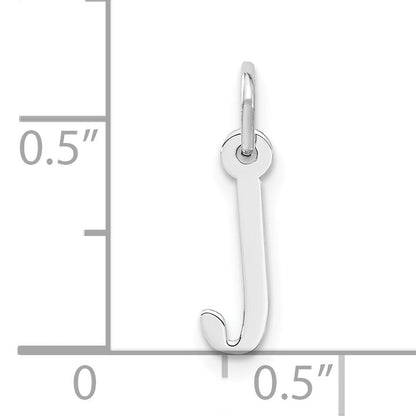 Sterling Silver Rhodium-Plated Small Slanted Block Initial J Charm