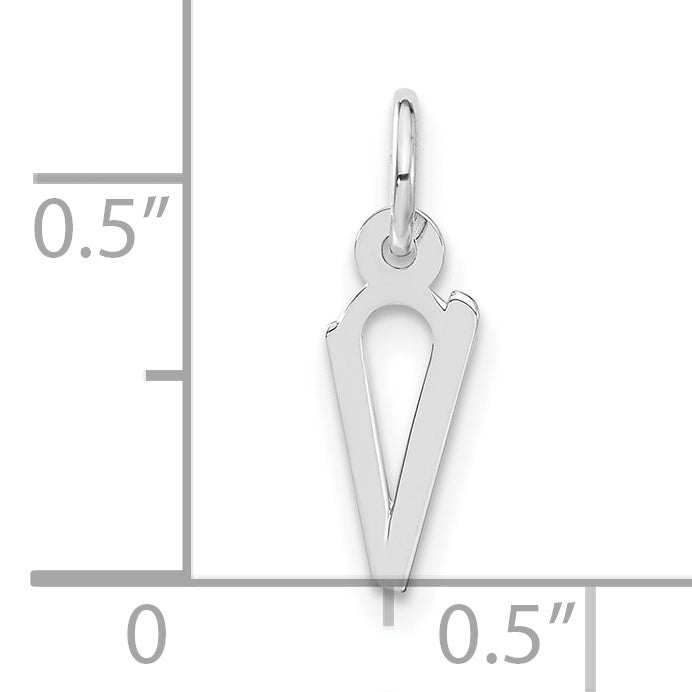 Sterling Silver Small Slanted Block Initial V Charm