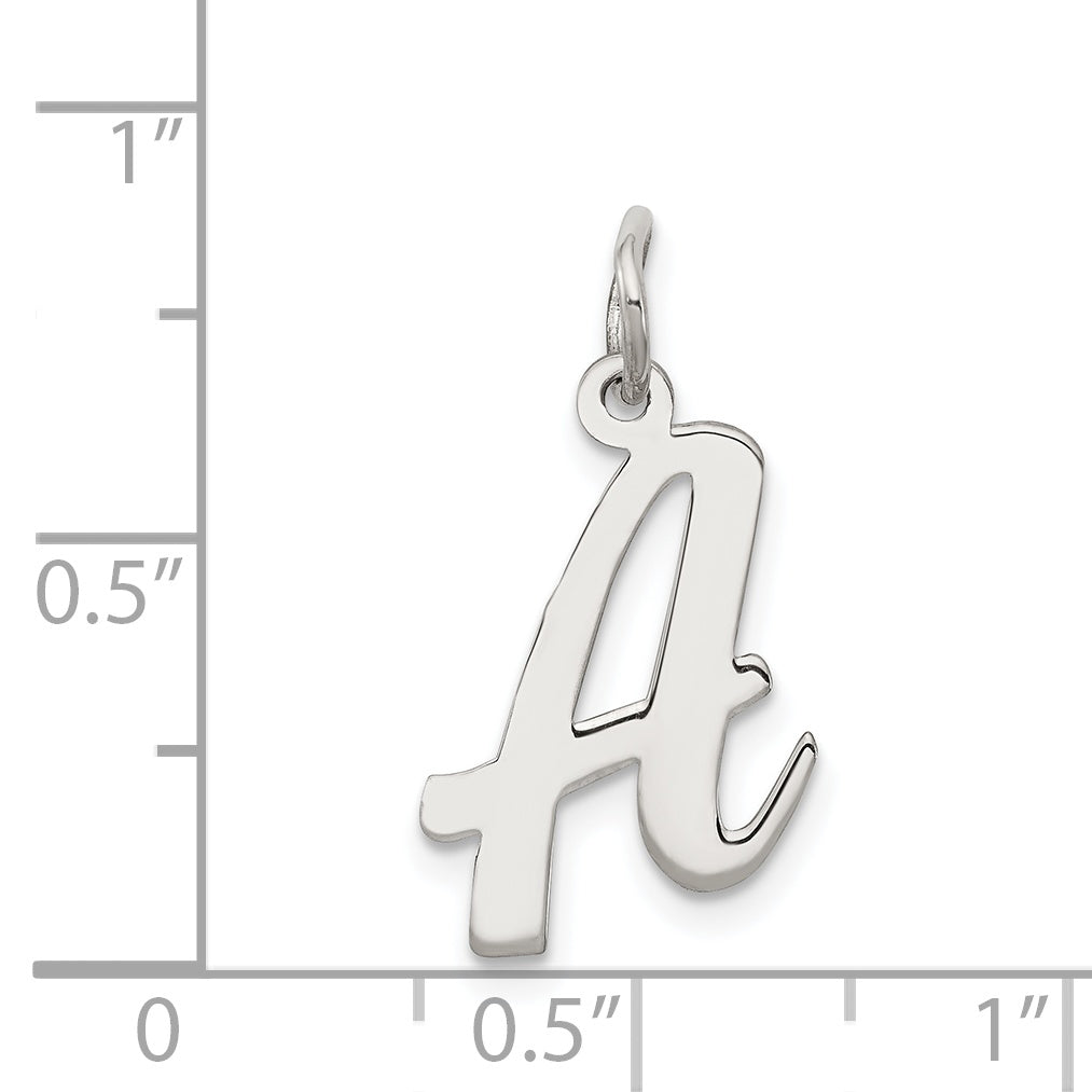 Sterling Silver Rhodium-Plated Script Letter A Initial Charm
