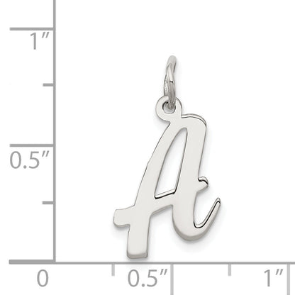 Sterling Silver Rhodium-Plated Script Letter A Initial Charm
